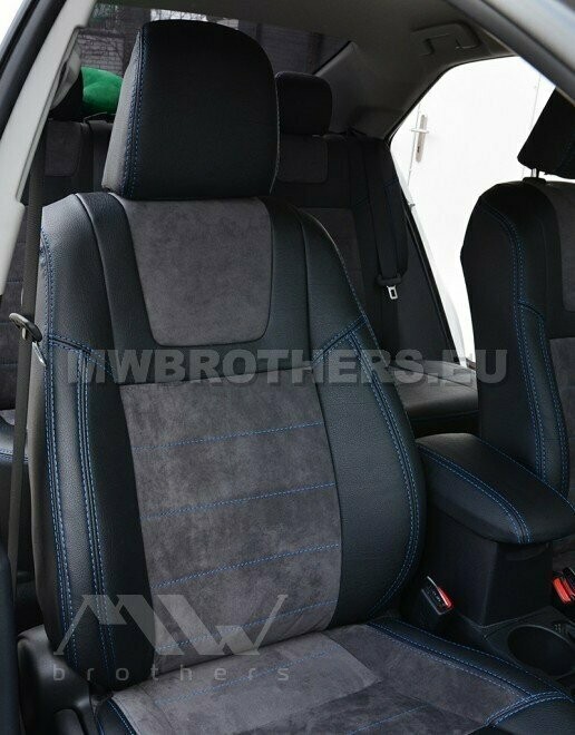 Leather series with blue stitching