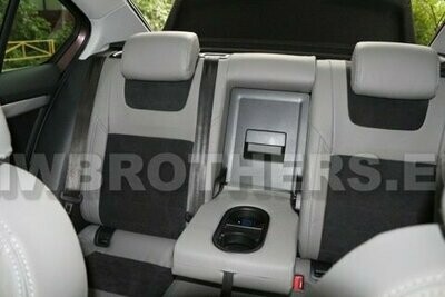 Leather series with white leather and white stitching and gray alcantara