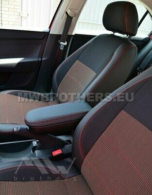Comfort series with red textile and red stitching