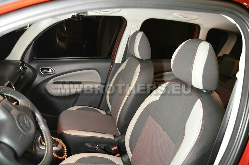 Comfort series with red stitching and red textile and white leather