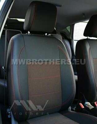 Comfort series with brown textile and red stitching
