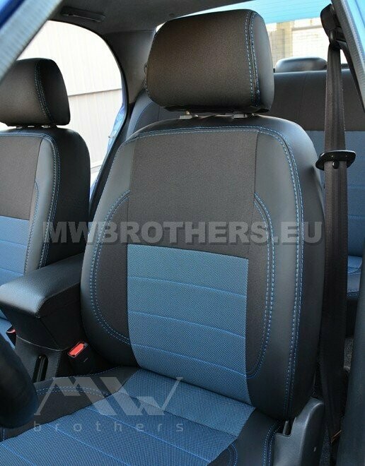 Comfort series with blue textile and blue stitching