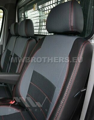 Comfort series with gray textile and red stitching 1+2
