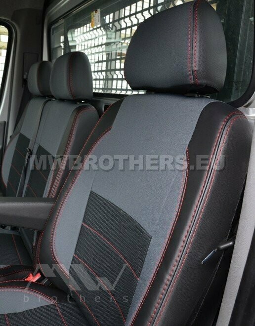 Comfort series with gray textile and red stitching 1+2