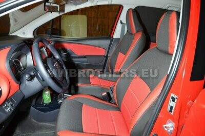 Comfort series with red leather and red textile and red stitching