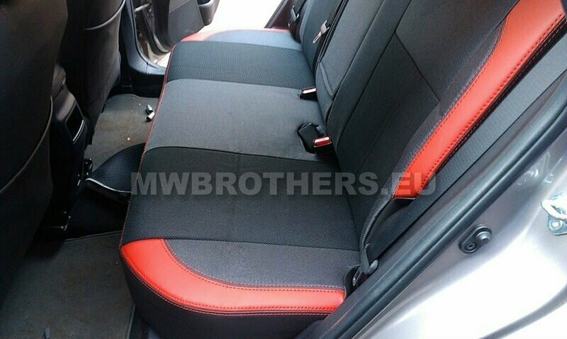 Comfort series with red leather and red stitching