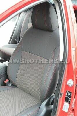 Comfort series with brown textile and red stitching