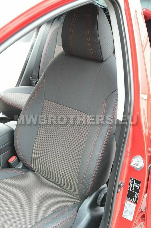 Comfort series with brown textile and red stitching