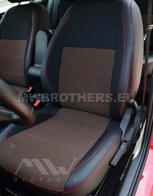 Comfort series with red textile and red stitching