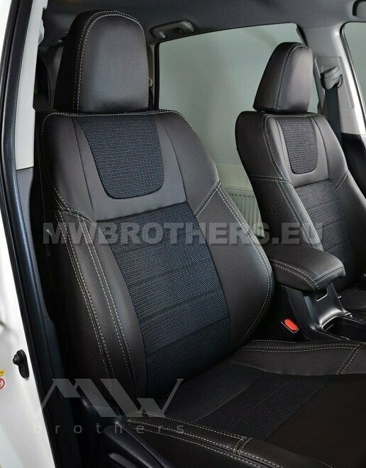 Dynamic series with white stitching