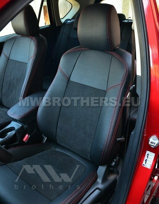 Leather series with red stitching