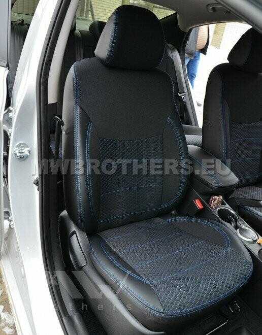 Comfort series with blue stitching