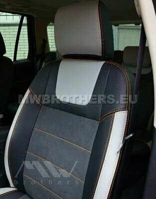 Leather series with white includes and orange stitching