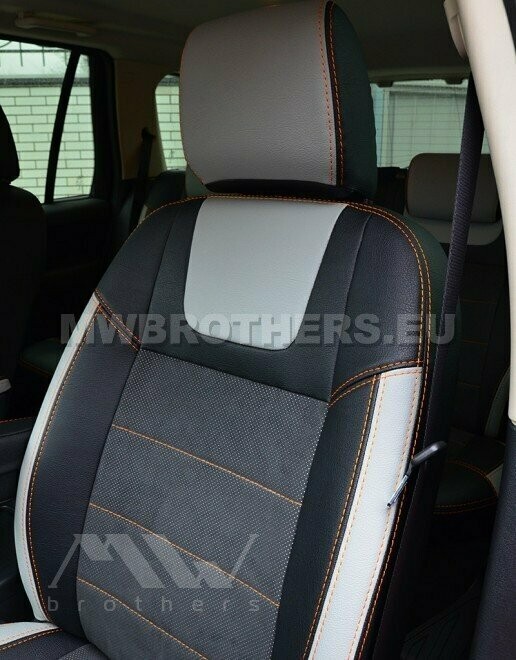 Leather series with white includes and orange stitching