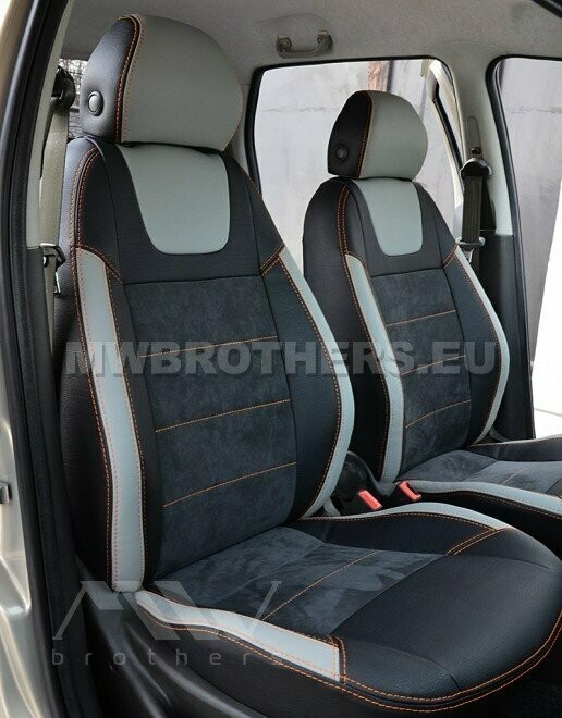 Leather series with white includes and orange stitching