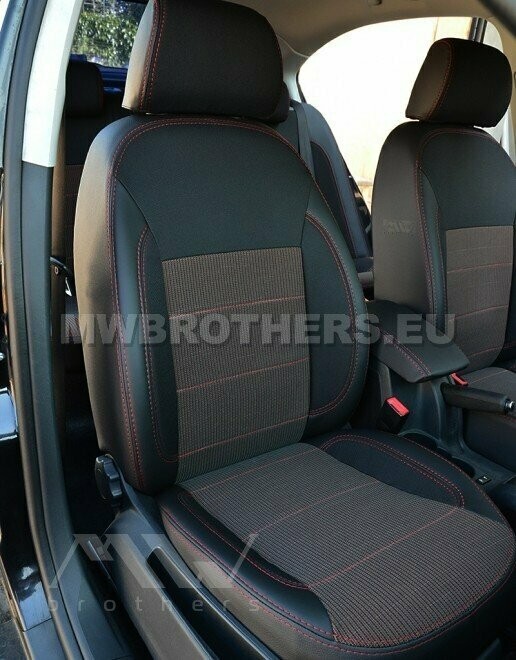 Comfort series with red textile and red stitching