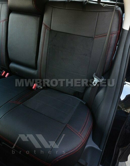 Leather series with red stitching