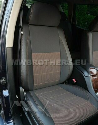 Comfort series with brown textile and brown stitching