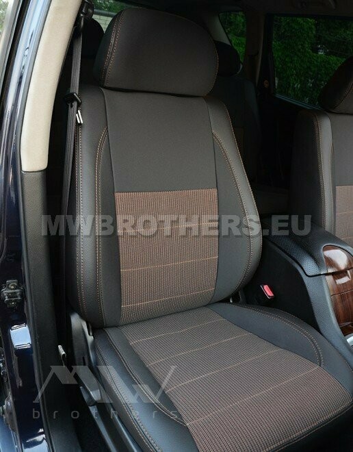 Comfort series with brown textile and brown stitching