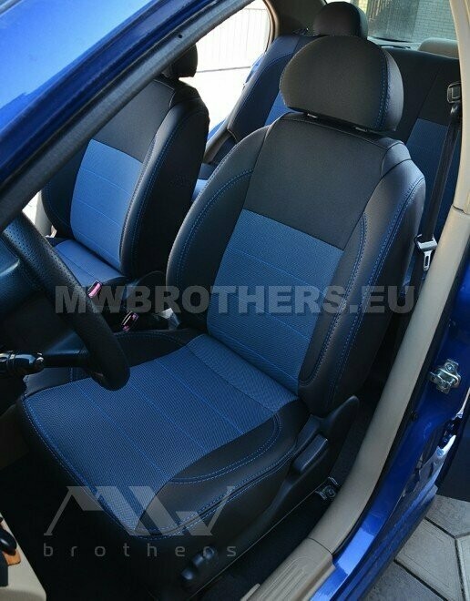 Comfort series with blue textile and blue stitching