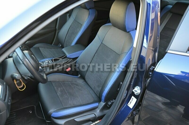 Leather series with blue includes and blue stitching