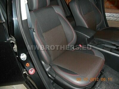 Comfort series with red stitching and brown textile