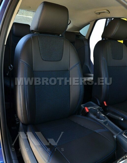 Dynamic series with blue stitching