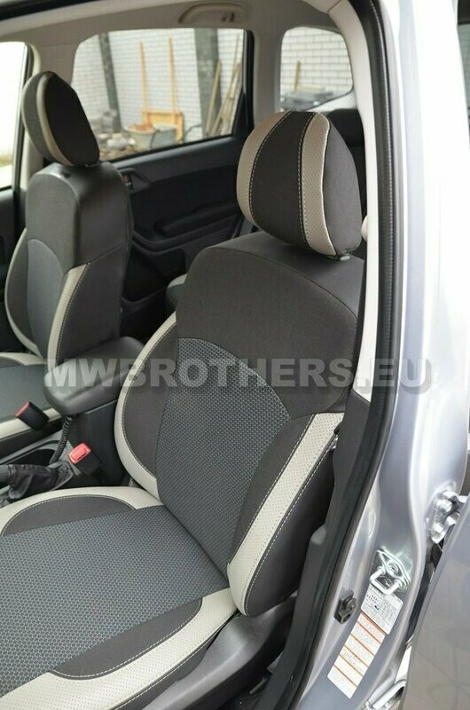 Comfort series with white leather and gray textile