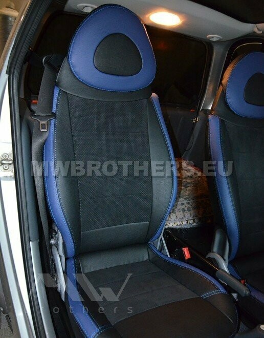 Leather series with blue includes and blue stitching