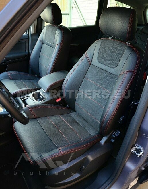 Leather series with red stitching