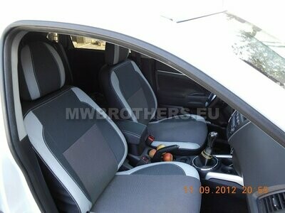 Comfort series with white leather and gray textile