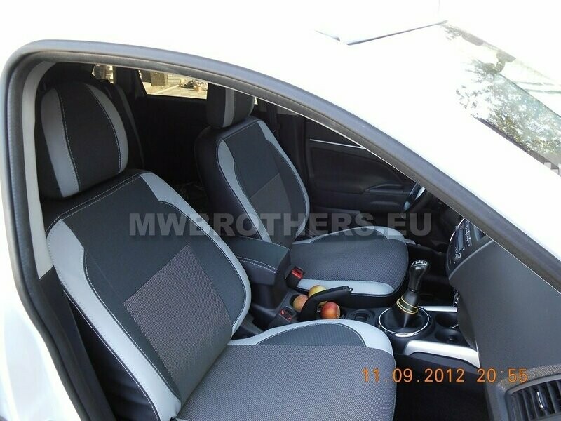 Comfort series with white leather and gray textile