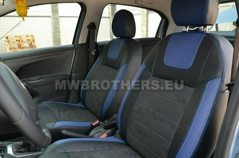 Leather series with blue includes and blue stitching