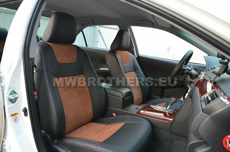 Leather series with orange alcantara and brown stitching