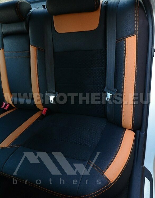 Leather series with orange includes and orange stitching
