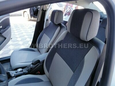 Comfort series with white leather and gray textile