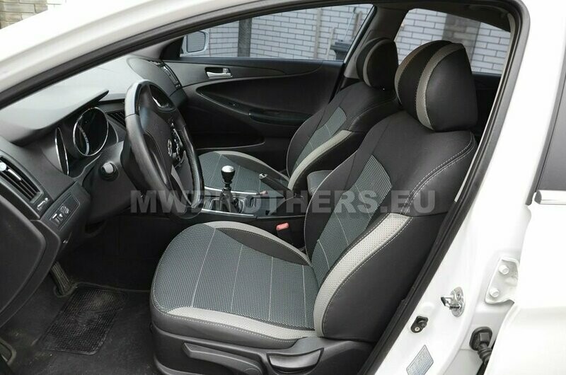 Comfort series with white leather and gray textile