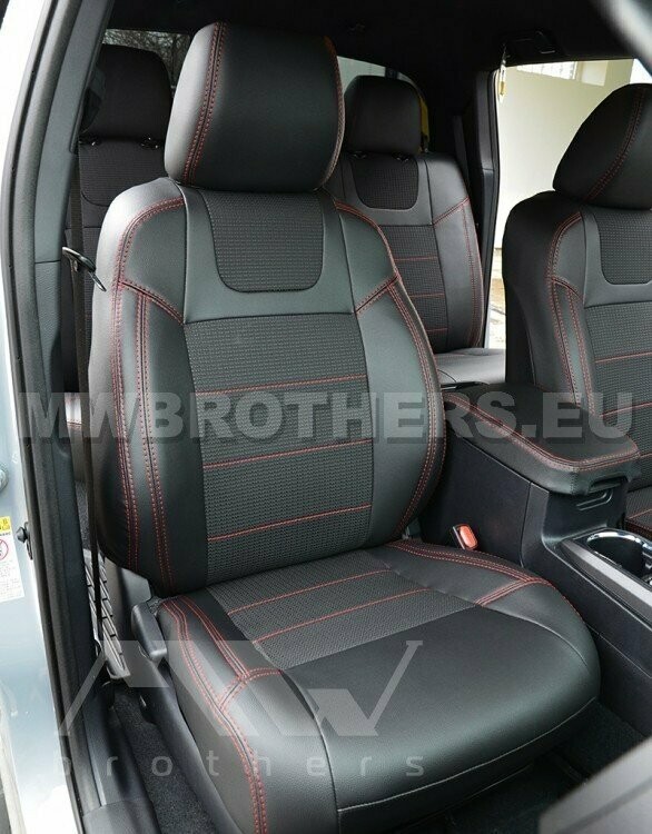 Dynamic series with red stitching