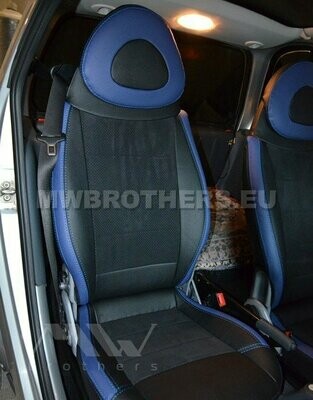 Leather series with blue includes and blue stitching