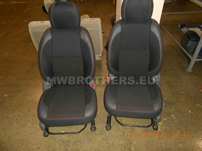 Comfort series with red stitching and brown textile