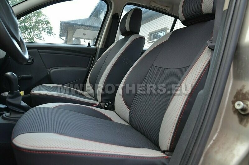 Comfort series with white leather and red stitching