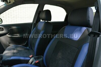 Leather series with blue includes and blue stitching