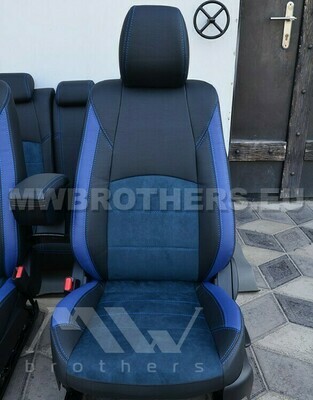 Leather series with blue includes and blue stitching