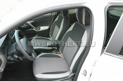 Comfort series with white leather and gray textile