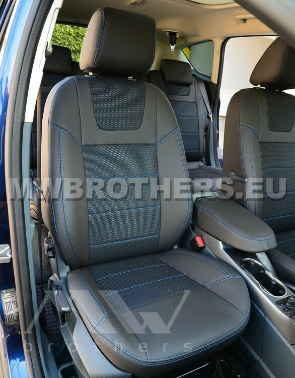 Dynamic series with blue stitching