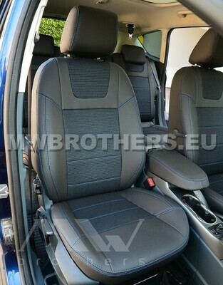 Dynamic series with blue stitching