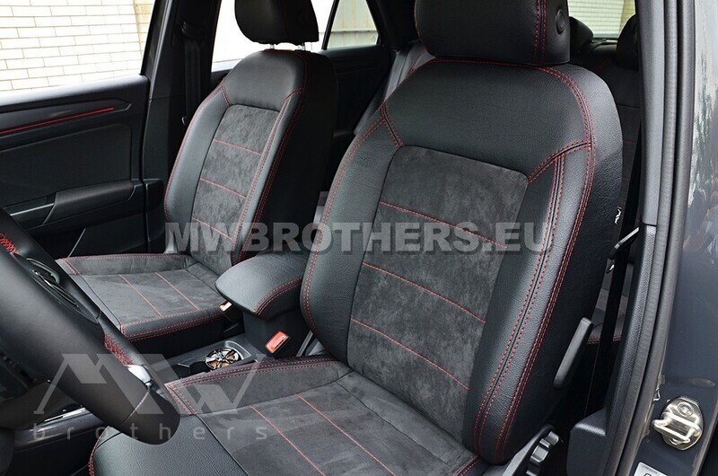 Leather series with red stitching