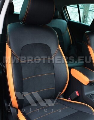 Leather series with orange includes and orange stitching