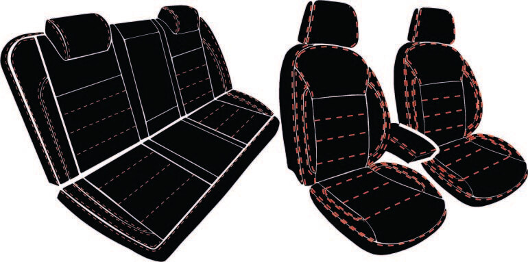 Comfort series Konfigurator, Color of Eco-Leather (side parts): Black (standart), Central Part: Standart, Inserts: Black (standart), Number of seats: 5 (standard) Front and rear - 2 rows seats