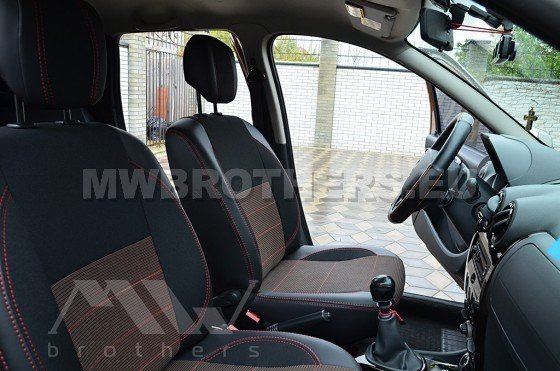 Comfort series with red textile and red stitching